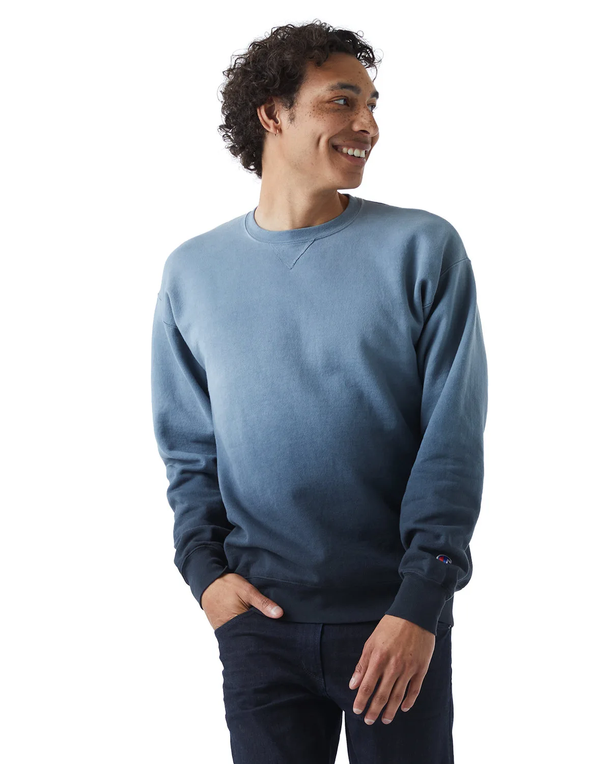 Champion Unisex Dip Dye Crew view 3