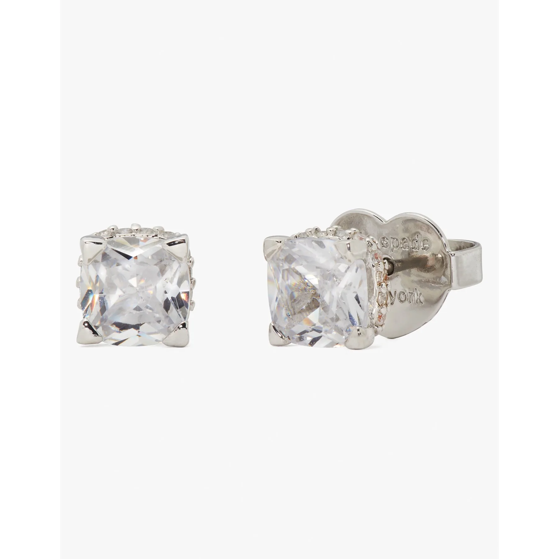 kate spade Little Luxuries 6mm Square Studs - Clear/Silver
