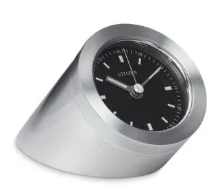 Citizen® Black Dial & Brushed Silver-Tone Desk Clock