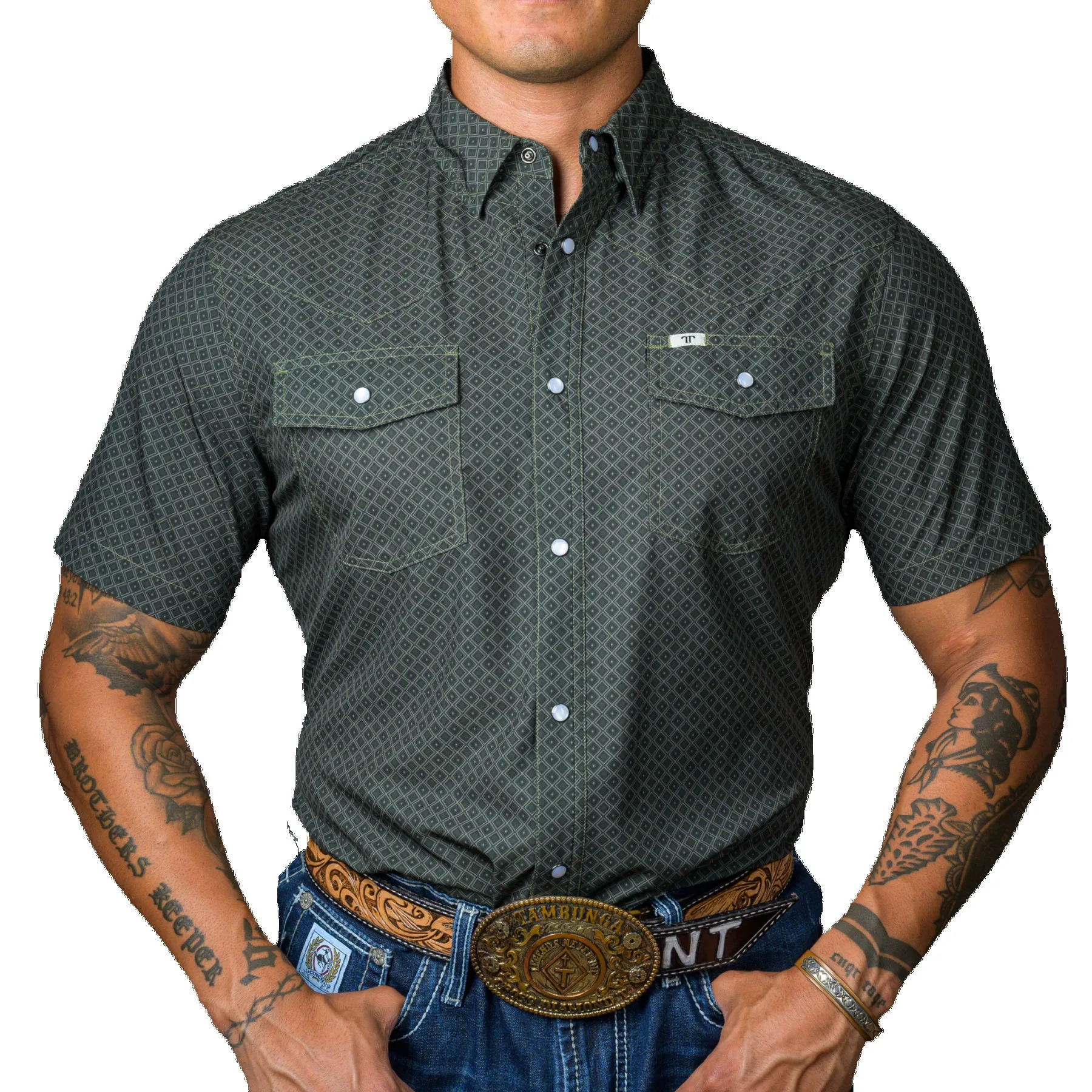 Men's Ferrell® Printed Short Sleeve Snap Shirt