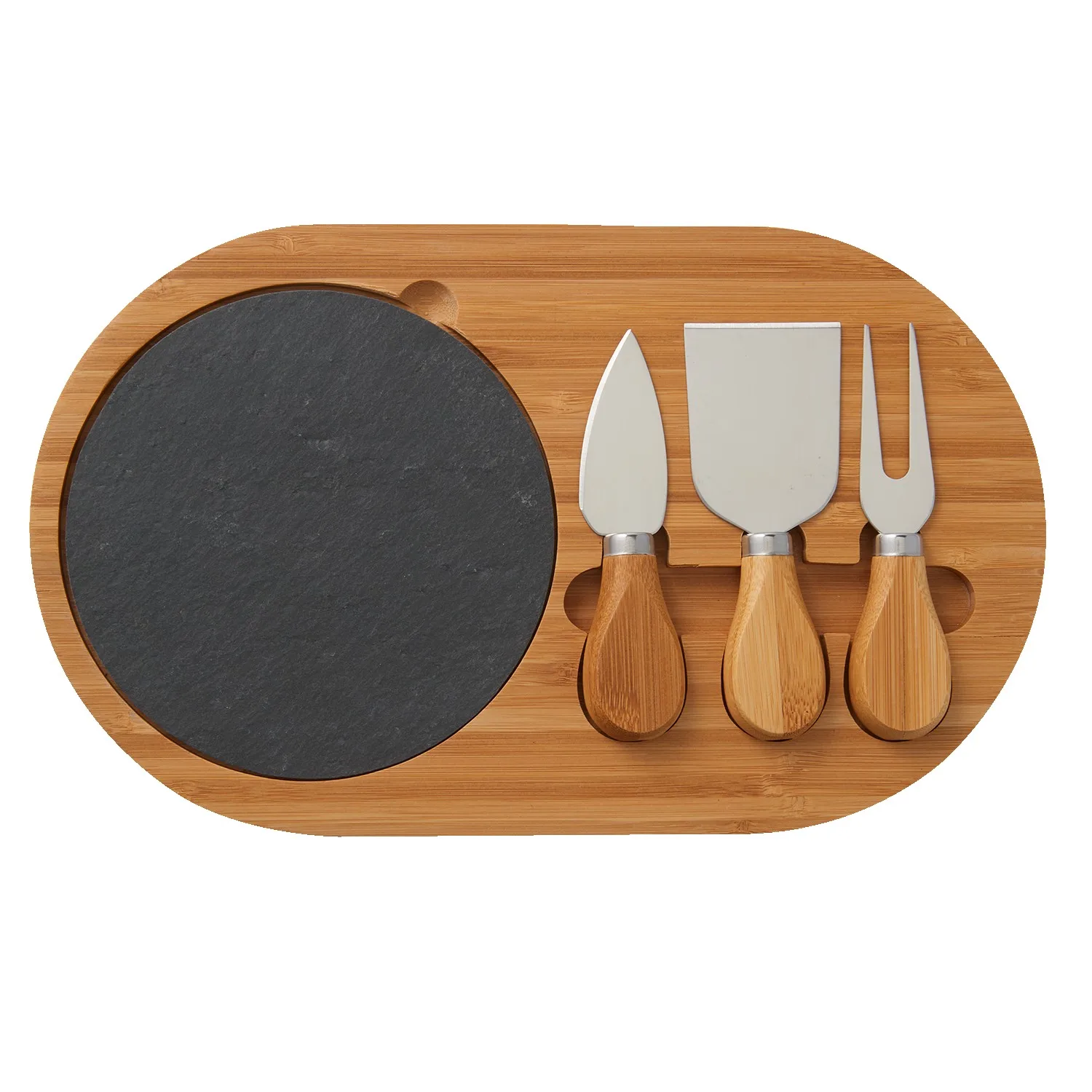 4-Piece Oval Slate Cheese Board Set view 2