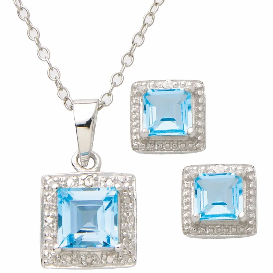 Jilco Inc Diamond & Blue Topaz Set