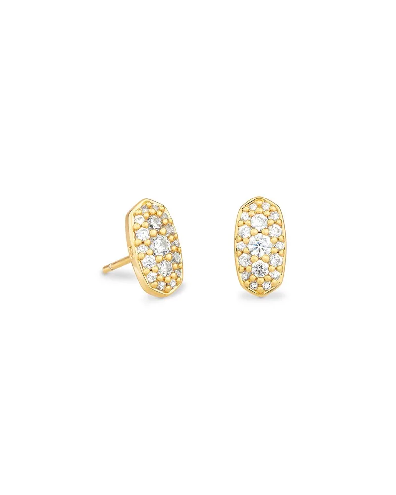 Kendra Scott Grayson Gold Stud Earrings in White Crystal