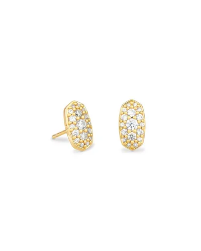 Kendra Scott Grayson Gold Stud Earrings in White Crystal