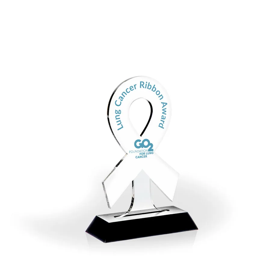 Awareness Ribbon Award with Black Wood Base - UV Printed view 4