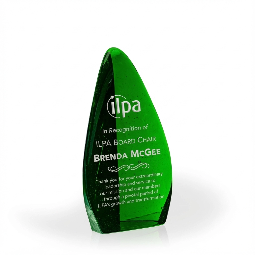 Apogee Emerald Recycled Glass Tower Award, 10.5"
