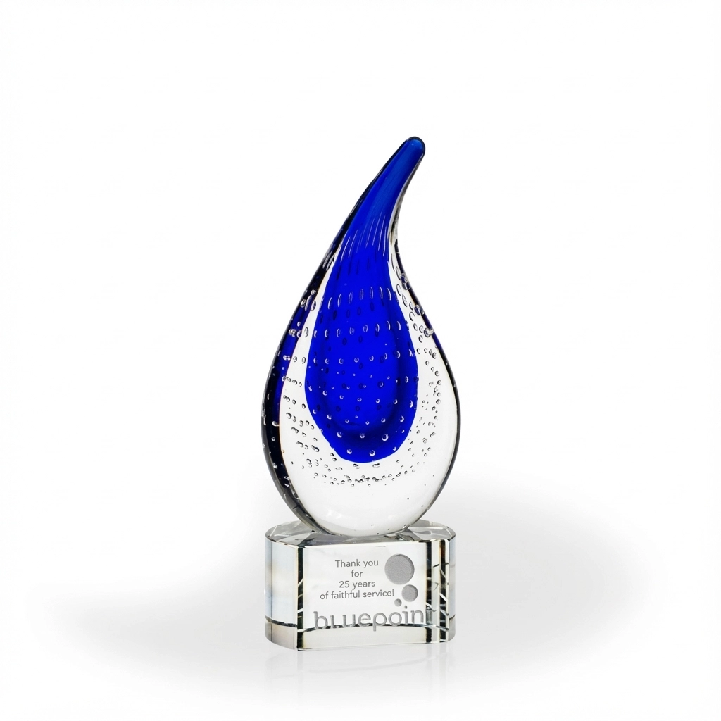 Natoma Flame Art Glass Award - Blue Base