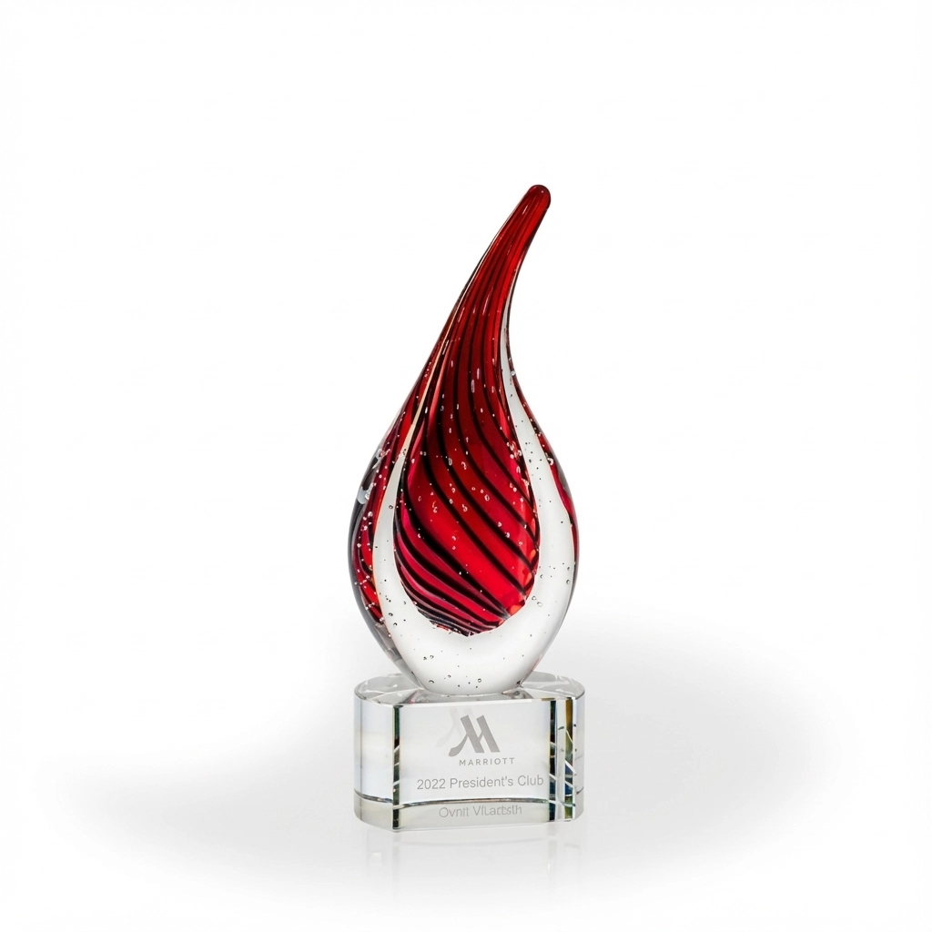 Malden Flame Art Glass Award - Red Base