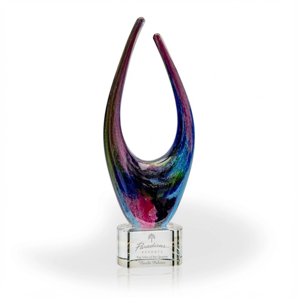 Reaching Art Glass Award - Clear Base