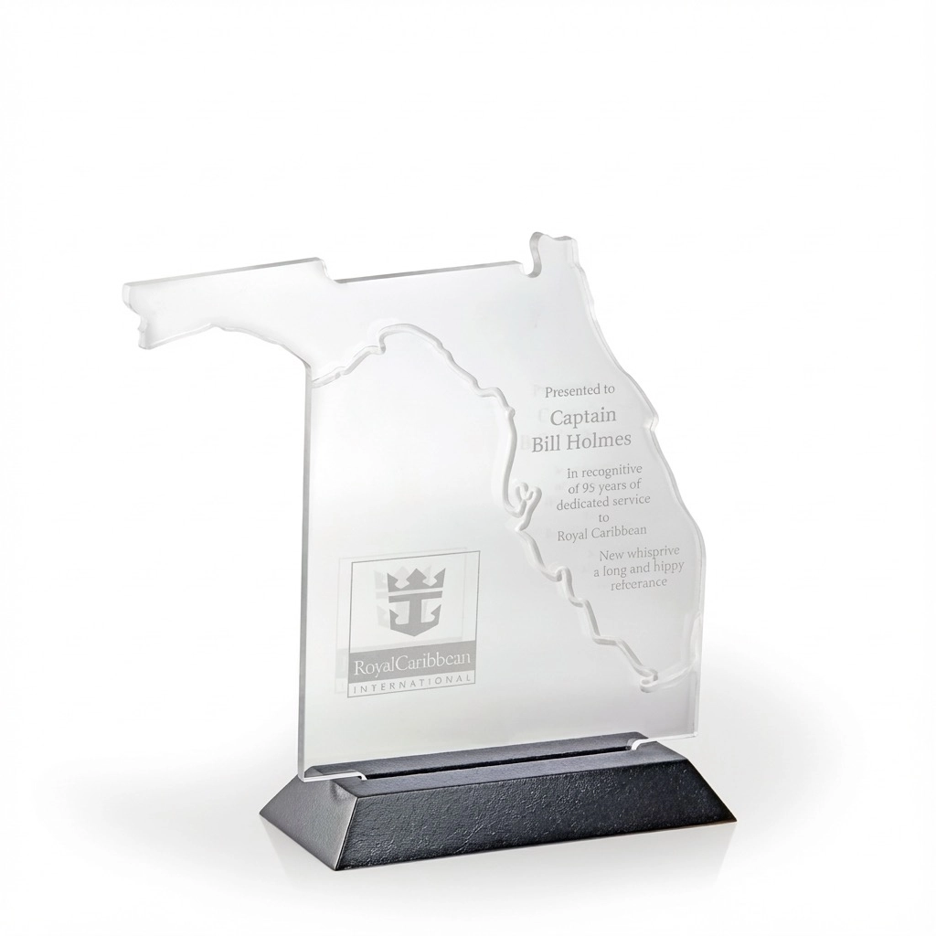 American Flag Award with Black Wood Base