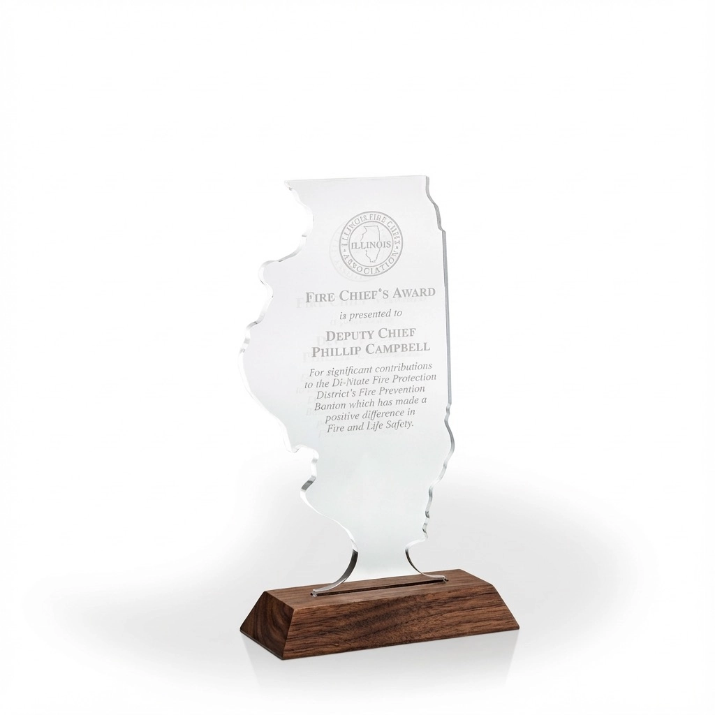 Illinois Award with Black Wood Base