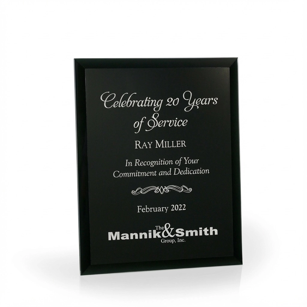 Cheval Black Glass Plaque, 8"x10"