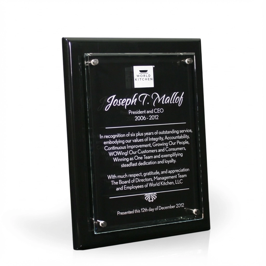 Black Tesla Glass Plaque, 8"x10"