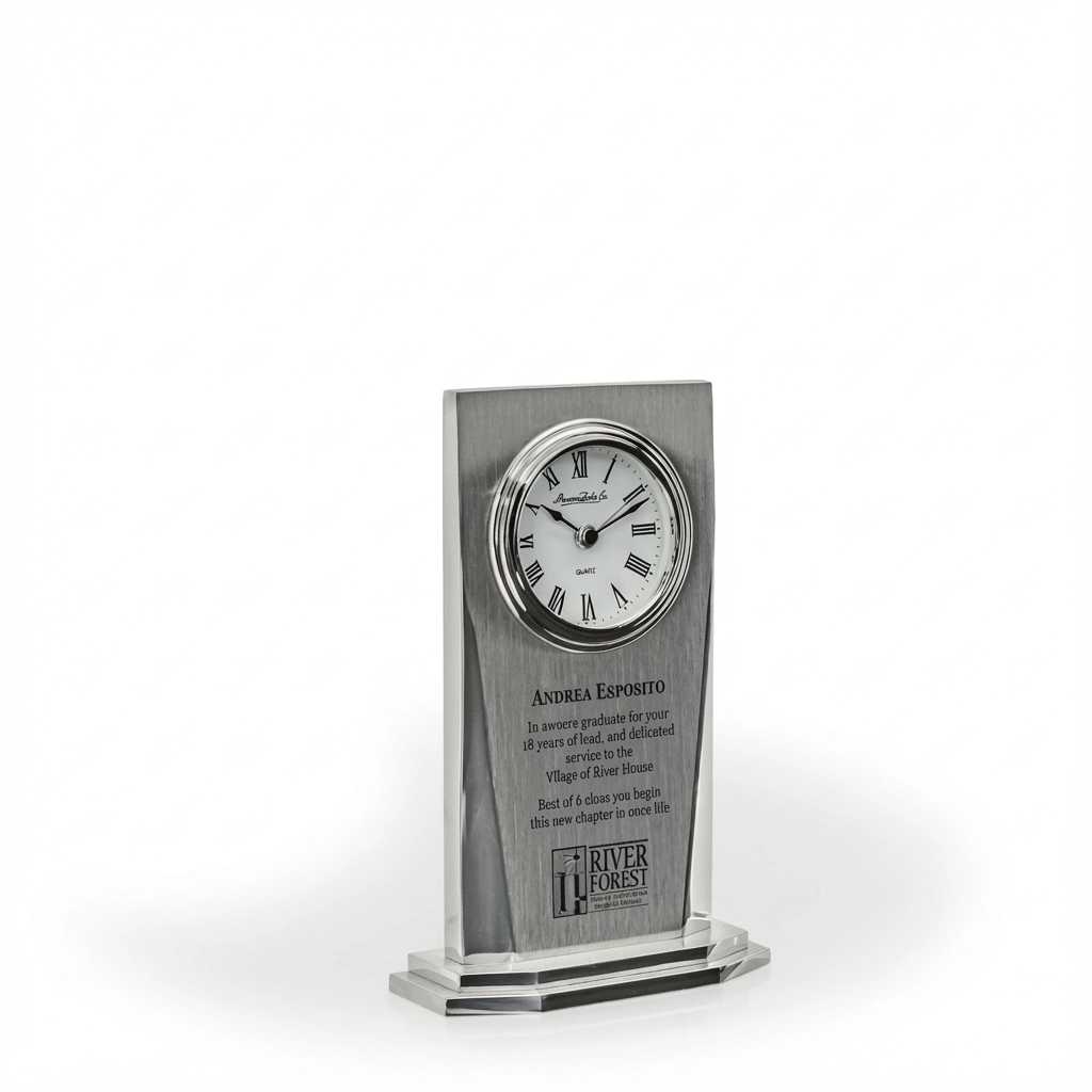 Sandi Brushed Metal Desk Clock