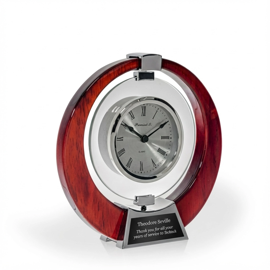 Hora Rosewood Swivel Desk Clock