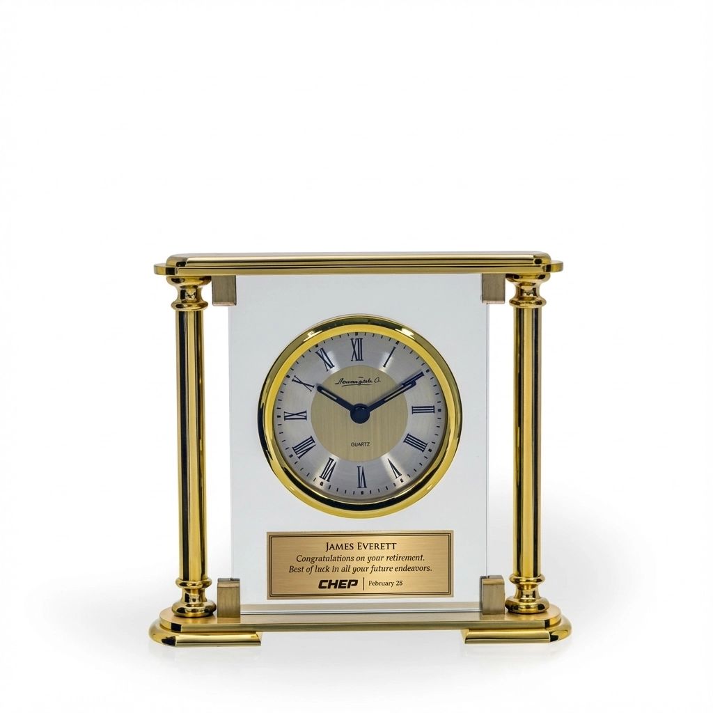 Oras Brushed Gold Glass Clock