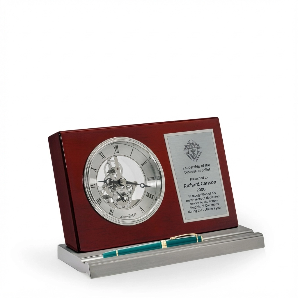 Taimi Rosewood Desk Clock & Penholder