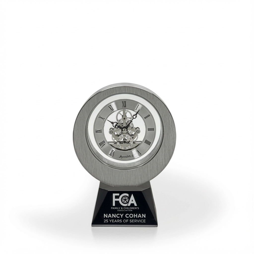 Nako Brushed Metal Desk Clock