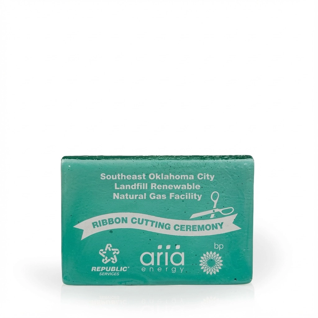 Maldives Teal Horizontal Wedge Recycled Glass Award, 4"