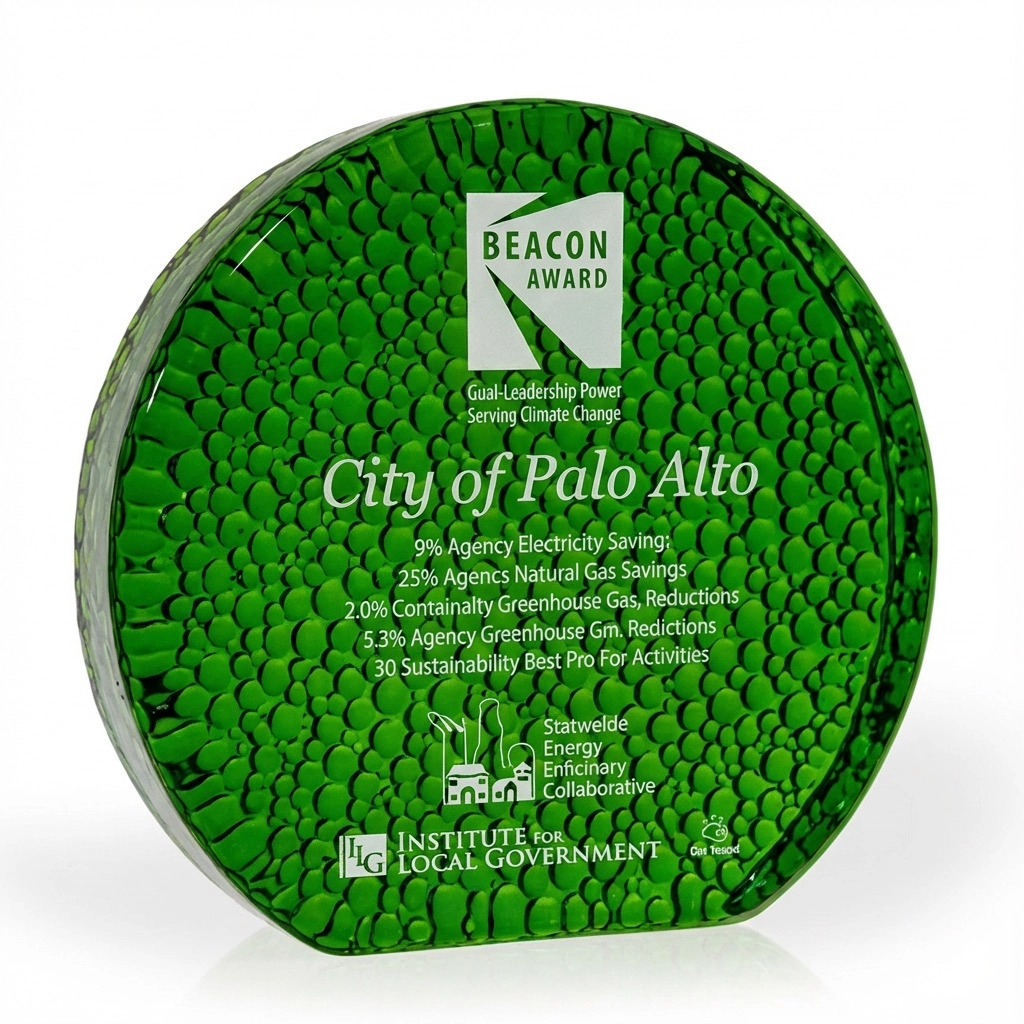 Oz Raindrop Emerald Recycled Glass Award, 6"