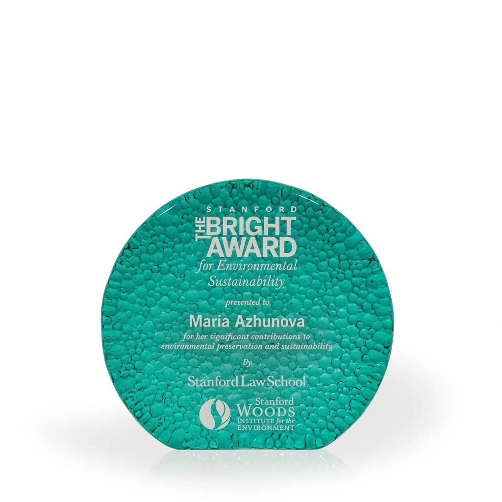 Sardinia Raindrop Teal Recycled Glass Award, 6"