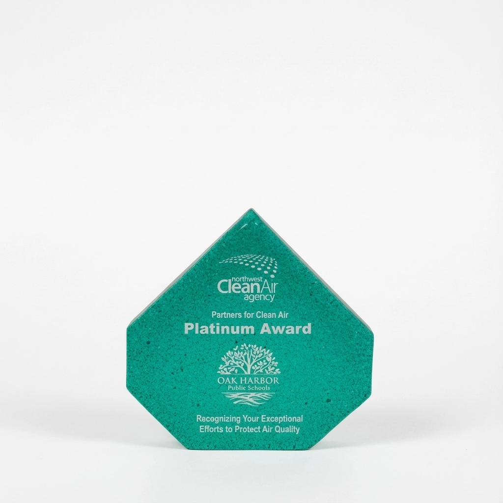 Weddell Teal Pinnacle Recycled Glass Award, 6"