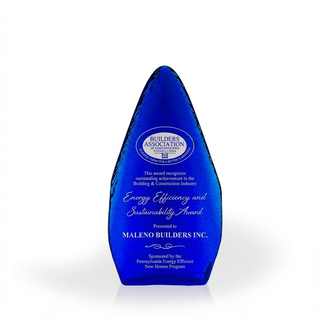 Apogee Cobalt Recycled Glass Tower Award, 10.5"
