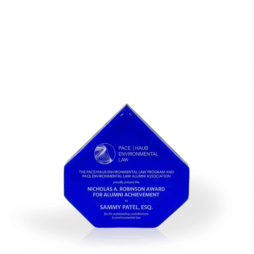 Shawfair Cobalt Pinnacle Recycled Glass Award, 6"