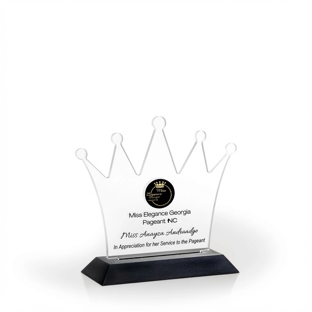Crown Award with Black Wood Base